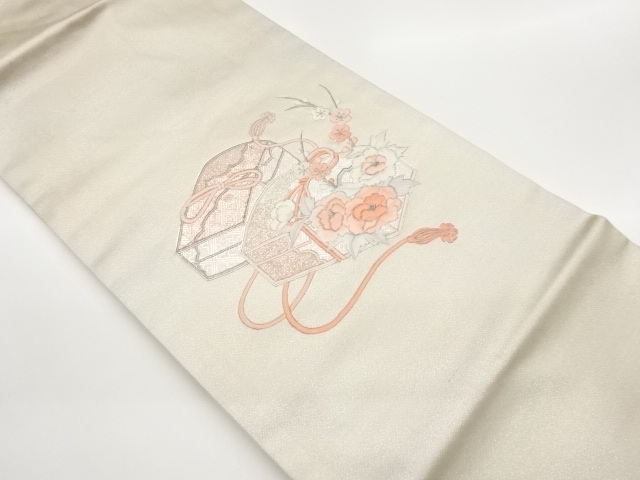 JAPANESE KIMONO / EMBROIDERY OF PEONY / PLUM TREE PATTERN A LETTER BOX